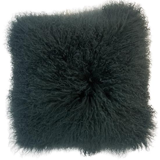 MAISON THURET Coussin en Peau d&#39;agneau du Tibet Naturelle col.Vert Sapin