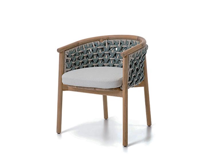 ETHIMO PATIO Fauteuil Repas - Teck et cordage col.LAGUNA/LIGHT GREY