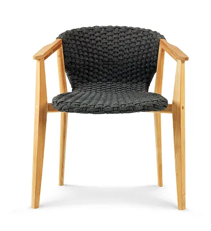 ETHIMO KNIT Fauteuil repas - Teck et cordage col.LAVA GREY