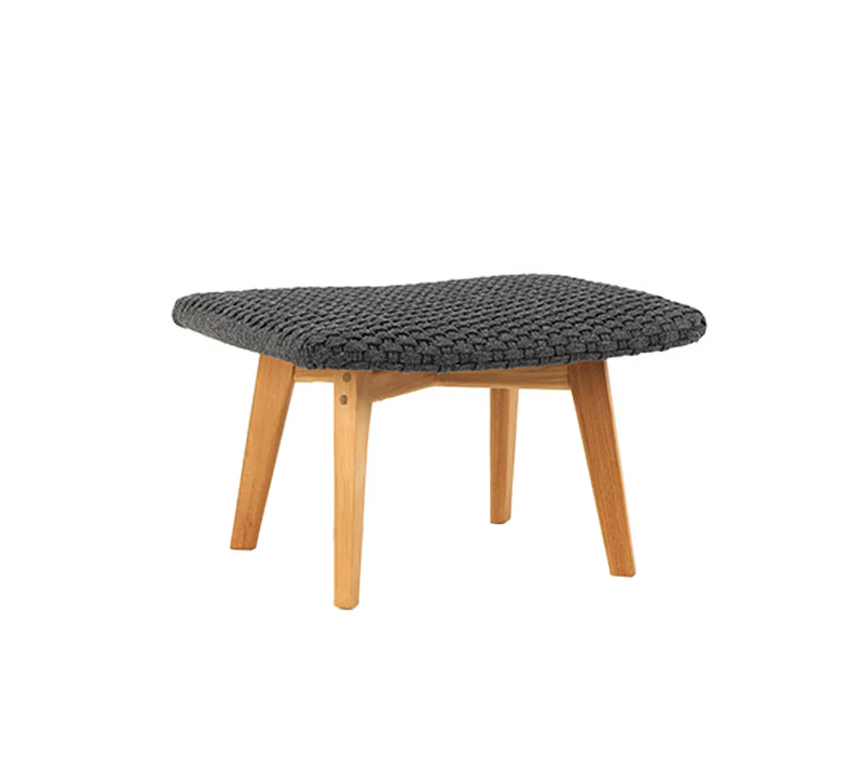 ETHIMO KNIT Repose-pieds - Teck et cordage col.LAVA GREY