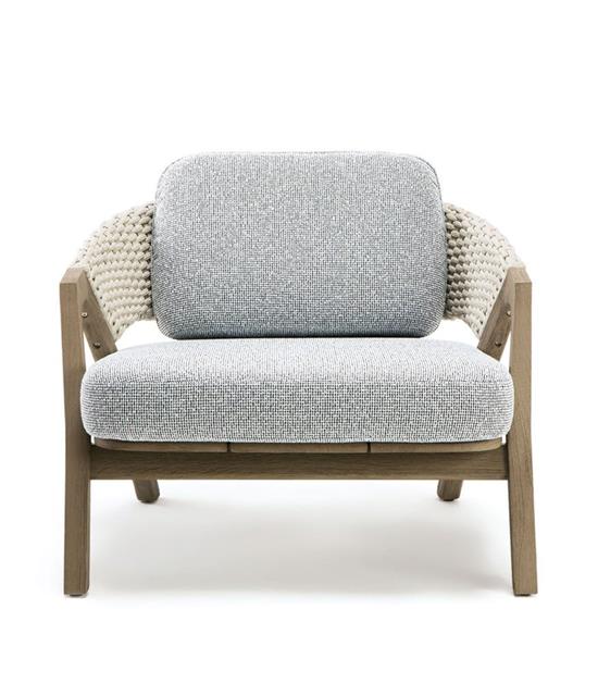 ETHIMO KNIT Fauteuil 1 place - Teck, cordage et coussins - col.LAVA GREY