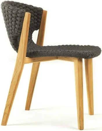 ETHIMO KNIT Chaise repas - Teck et cordage col.LAVA GREY