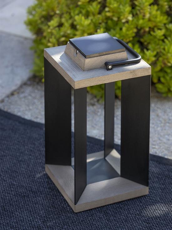 LES JARDINS Aix-en-Provence - TECKALU Lanterne d&#39;ext&#233;rieur solaire Ht.45.5cm col.Alu noir