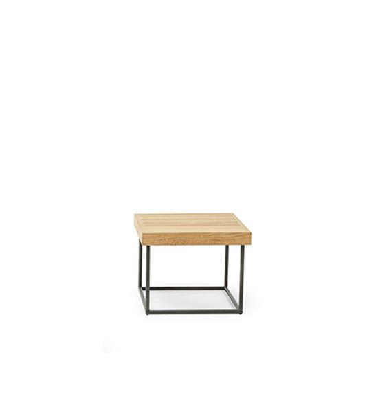 ETHIMO ALLAPERTO VERANDA Table basse carr&#233;e 50x50cm Teck&amp;M&#233;tal
