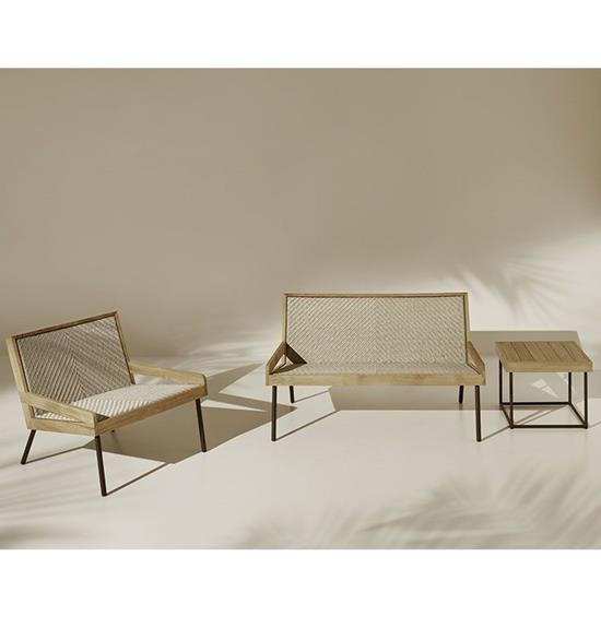 ETHIMO ALLAPERTO NAUTIC Canap&#233; 2 places Aluminium/Teck/Cordes